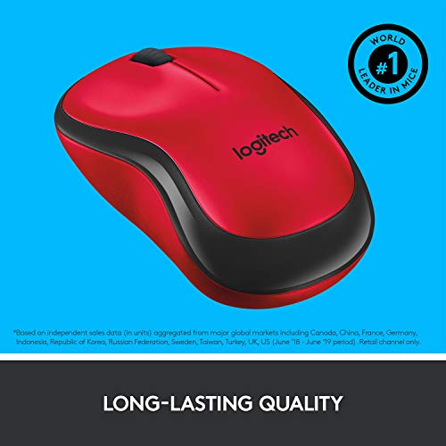 Logitech M220 Silent - Mouse - optical - 3 buttons - wireless - 2.4 GHz - USB wireless receiver - red