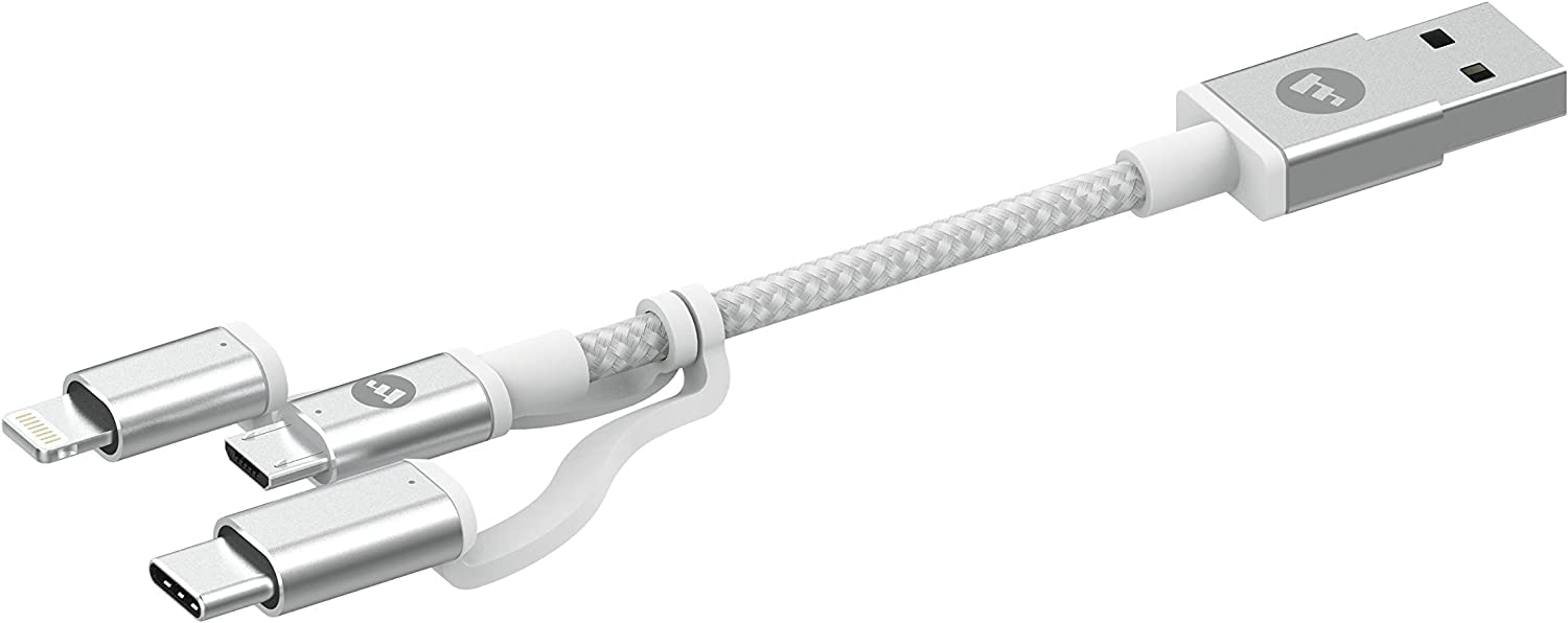 ZAGG - Charging / data cable - USB male to Micro-USB Type B, Lightning, 24 pin USB-C male - 1 m - white