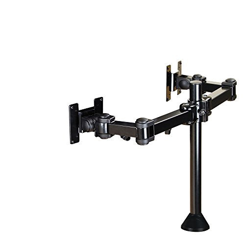 NewStar Full Motion Dual Desk Mount (grommet) for two 10-27" Monitor Screens, Height Adjustable - Black - Desk mount for 2 LCD displays (Tilt & Swivel) - black - screen size: 10"-27" - grommet