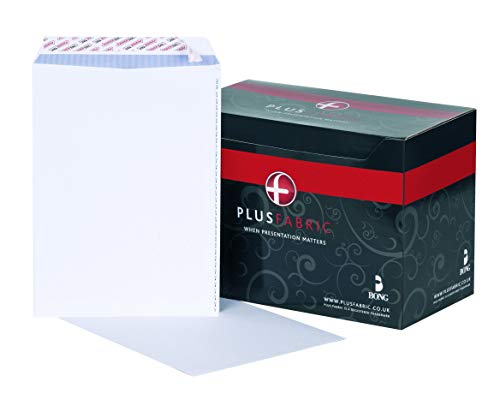 Best Value Plus Fabric C4 White Pocket Peel And Seal Envelope with Powertac And Easy Open, 120 gsm, Pack of 250