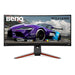 BenQ Mobiuz EX3415R - LED monitor - curved - 34" - 3440 x 1440 QHD @ 144 Hz - IPS - 400 cd/m - 1000:1 - DisplayHDR 400 - 1 ms - 2xHDMI, DisplayPort - speakers with subwoofer - metallic grey