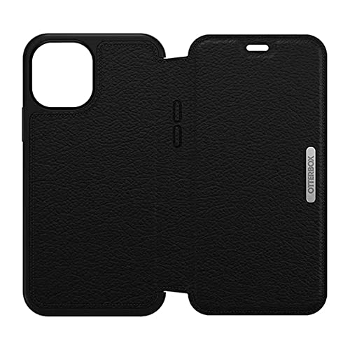 OtterBox Strada Series Folio - Flip cover for mobile phone - leather, polycarbonate, metal latch - shadow black - slim design