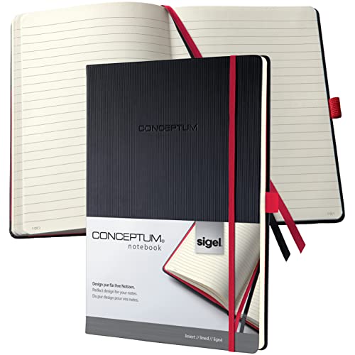 Sigel CONCEPTUM A4 Casebound Hard Cover Notebook Ruled 194 Pages Black-Red CO661