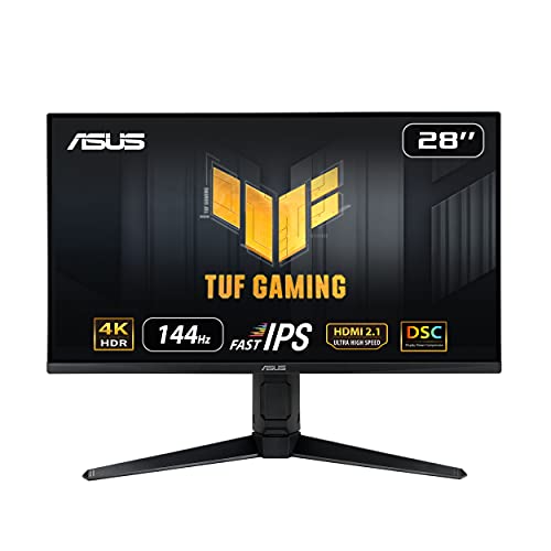 ASUS TUF Gaming VG28UQL1A 28 Inch 3840 x 2160 Pixels 4K Ultra HD Resolution 1ms Response Time 144Hz Refresh Rate HDMI DisplayPort USB Gaming Monitor