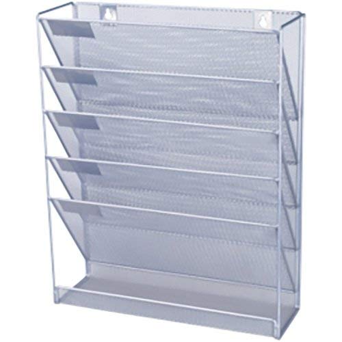 Best Value o/d Mesh Wall Literature Holder 5 A4 compartments Silver