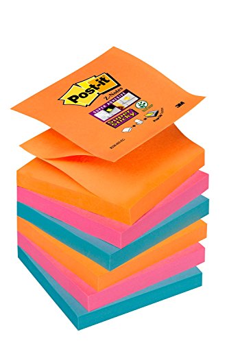 Best Value Post-it Super Sticky Pack of 6 Blocks 76 x 76 mm Orange / Pink / Blue