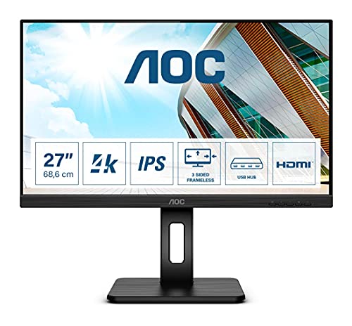 AOC U27P2 - LED monitor - 27" - 3840 x 2160 4K UHD (2160p) @ 60 Hz - IPS - 350 cd/m - 1000:1 - 4 ms - HDMI, DisplayPort - speakers - black