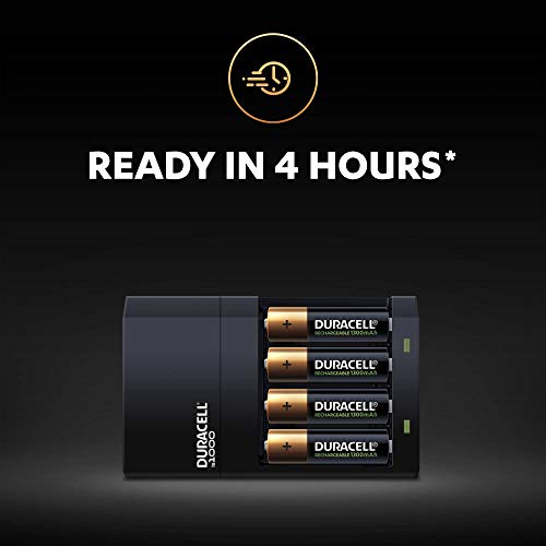 Duracell Battery Charger - Charges in 4 Hours, Coming with 2 AA and 2 AAA Batteries