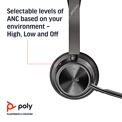 Poly Voyager Focus 2 UC USB A Headset without Charging Stand Bluetooth Advanced Digital Hybrid Active Noise Cancellation