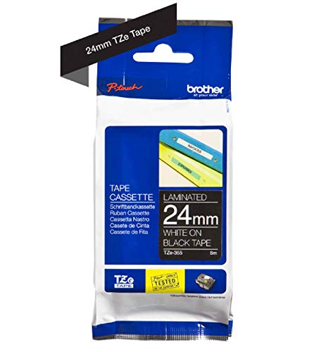 Brother TZe-355 - Standard adhesive - white on black - Roll (2.4 cm x 8 m) 1 roll(s) laminated tape - for Brother PT-D600, P-Touch PT-3600, D800, E550, E800, P750, P900, P950, P-Touch EDGE PT-P750