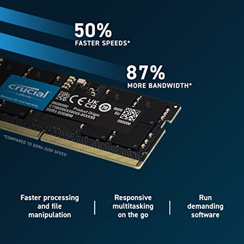 Crucial - DDR5 - module - 32 GB - SO-DIMM 262-pin - 4800 MHz / PC5-38400 - CL40 - 1.1 V - unbuffered - non-ECC