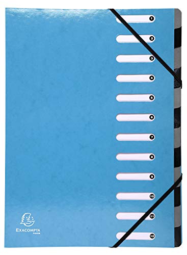 Best Value Exacompta Iderama Harmonika Multipart File, A4, 12 sections, 600 gsm - Light Blue