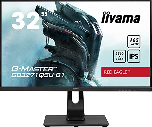 iiyama G-MASTER Red Eagle GB3271QSU-B1 - LED monitor - 32" (31.5" viewable) - 2560 x 1440 WQHD @ 165 Hz - IPS - 400 cd/mï¿½ - 1200:1 - 1 ms - 2xHDMI, 2xDisplayPort - speakers - matte black