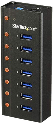 StarTech.com 7 Port USB 3.0 Hub (5 Gbps) - Metal Enclosure - Desktop or Wall Mountable - Rugged & industrial Powered USB Expander and Splitter Hub (ST7300U3M)