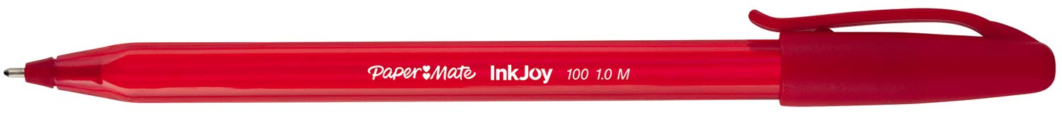 Best Value Paper Mate InkJoy 100 CAP Ball Pen with 1.0 mm Medium Tip - Red, Pack of 50