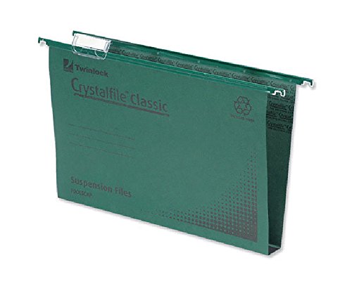 Best Value Rexel 71750 Crystalfile Classic Foolscap Suspension File, 500 Sheet Capacity, 50 mm Squared Base Manilla, Green, Pack of 50