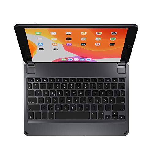 Brydge 10.2 Inch QWERTZ German Bluetooth Wireless Keyboard for Apple iPad 7th Gen Durable Aluminium Body Backlit Keys  Space Grey