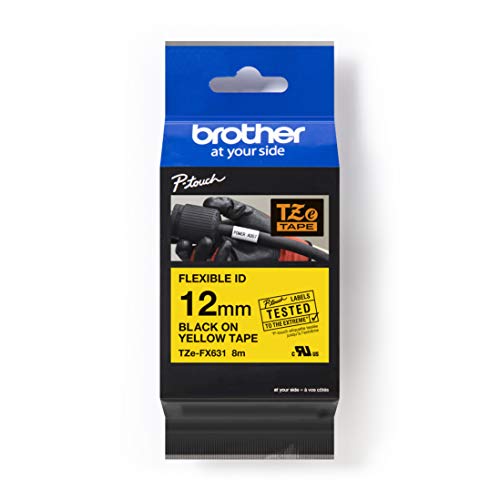 Brother TZe-FX631 - Black on yellow - Roll (1.2 cm x 8 m) 1 roll(s) flexible ID tape - for Brother PT-D210, D600, H110, P-Touch PT-1005, D200, D450, E550, H110, P300, P900, P950