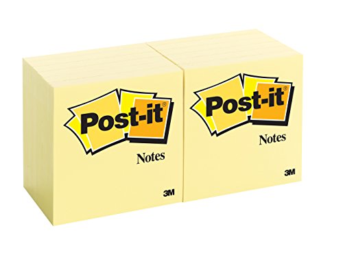 Best Value Post-it 654/6 Notes, 76 x 76 mm - Canary Yellow, 12 Pads (100 Sheets Per Pad)