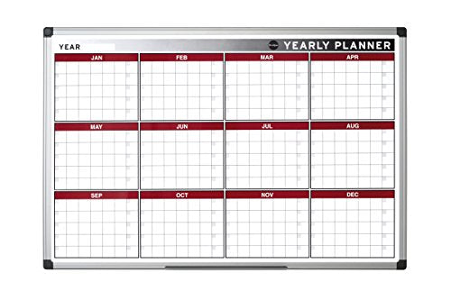 Best Value Bi-Office Annual Planner, Magnetic, Aluminium Frame, 90 x 60 cm