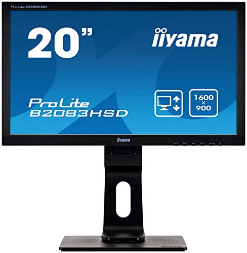 Iiyama Prolite B2083HSD-B1 19.5" Wide LED LCD Black, Height Adjustable, TN, 5ms, 1 x VGA, 1 x DVI-D, Pivot, Swivel, Tilt, Speakers