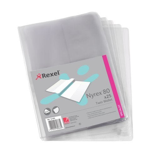 Best Value Acco 12195 - Rexel Nyrex Twin Wallet Clear 12195 (PK25)