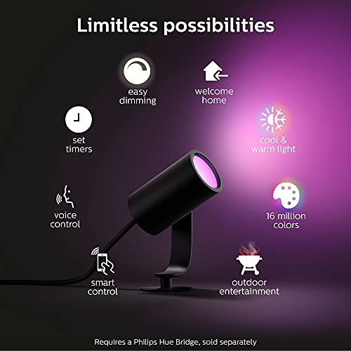 Philips Hue White and Color Ambiance Lily - Spot light - LED - 8 W - 16 million colours - 2200-6500 K - black, matte chrome