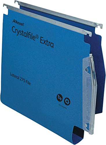 Rexel 70642 Crystalfile Extra 275 Lateral Suspension File, 300 Sheet Capacity, 30 mm Squared Base Polypropylene, Pack of 25, Blue