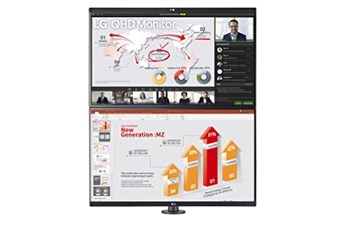 LG Ergo Dual 27QP88D - LED monitor - 27" - 2560 x 1440 QHD @ 75 Hz - IPS - 350 cd/m² - 1000:1 - HDR10 - 5 ms - HDMI, DisplayPort, USB-C - speakers - matte black