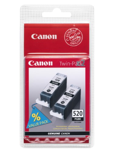 Canon PGI-520 PGBK - 2932B012 - 1 x Black - Twinpack - Ink tank - For PIXMA iP3600,iP4700,MP540,MP550,MP560,MP620,MP630,MP640,MP980,MP990,MX860,MX870