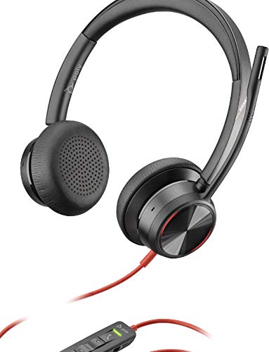 Poly Blackwire 8225 M USB A Headset ANC Microphone Certified for Microsoft Team with Built in Teams Button Flexible Boom and Wearing Style