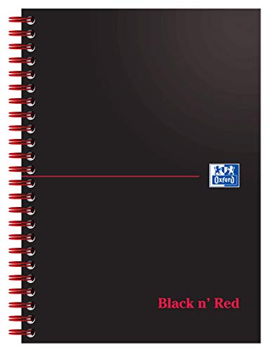 Oxford Black N Red A5 Card Cover Wirebound Notebook Ruled 100 Page