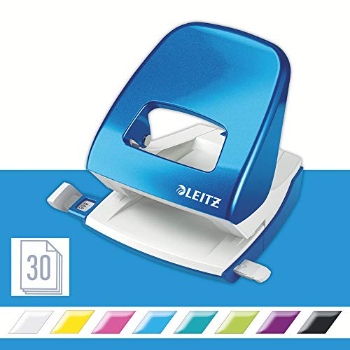 Best Value Leitz Hole Punch, 30 Sheets, Guide Bar with Format Markings, Metal, WOW Range, 50081036 - Metallic Blue