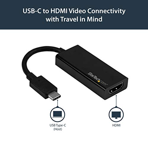 StarTech.com USB 3.1 Type C to HDMI Adapter with HDR - 4K 60Hz - Thunderbolt 3 Compatible - Windows & Mac Compatible Black USB C to HDMI Monitor Converter (CDP2HD4K60H)