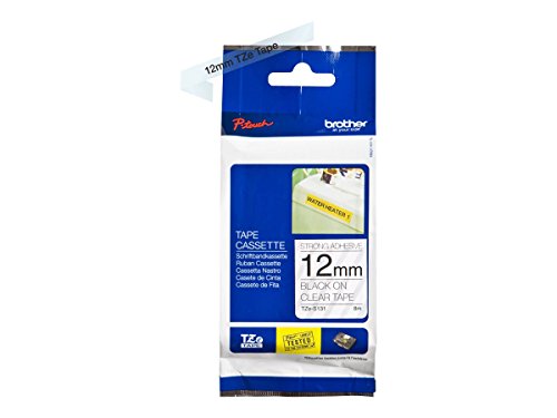 Best Value Brother TZe-S131 Labelling Tape Cassette, Black on Clear, 12 mm (W) x 8 m (L), Strong Adhesive, Brother Genuine Supplies