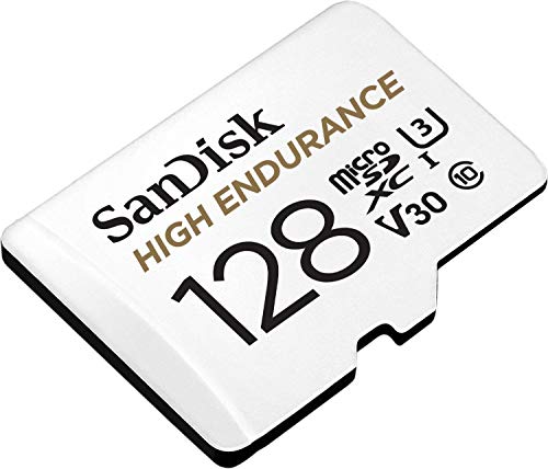 SanDisk High Endurance - Flash memory card (microSDXC to SD adapter included) - 128 GB - Video Class V30 / UHS-I U3 / Class10 - microSDXC UHS-I