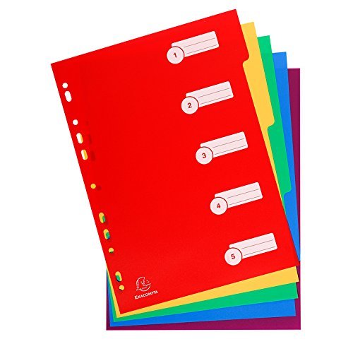 Best Value Exacompta PP Dividers, A4, 5 Parts - Multi-coloured