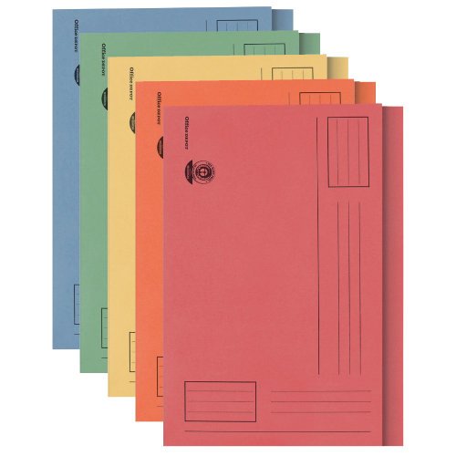 Best Value Square Cut Folders Foolscap 250gsm Assorted - Pack of 100