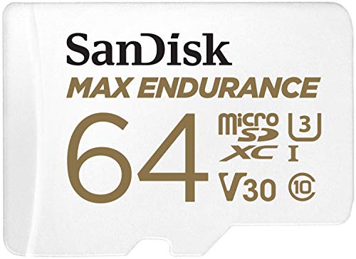 SanDisk Max Endurance - Flash memory card (microSDXC to SD adapter included) - 64 GB - Video Class V30 / UHS-I U3 / Class10 - microSDXC UHS-I