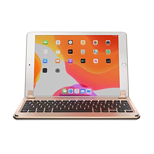 Brydge 10.2 Inches QWERTZ German Bluetooth Wireless Keyboard for Apple iPad 7th Generation Durable Aluminium Body Backlit Keys Gold