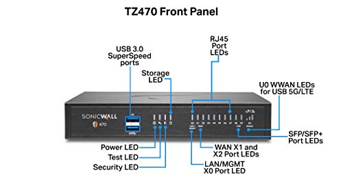 SonicWall TZ470 - Advanced Edition - security appliance - GigE, 2.5 GigE - SonicWall Secure Upgrade Plus Program (3 years option) - desktop