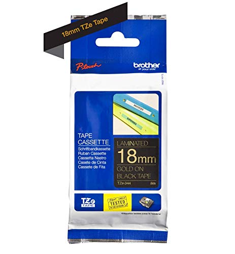 Brother TZe-344 - Standard adhesive - gold on black - Roll (1.8 cm x 8 m) 1 roll(s) laminated tape - for Brother PT-D600, P-Touch PT-1880, D450, D800, E550, E800, P900, P950, P-Touch EDGE PT-P750