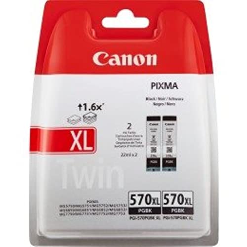 Canon PGI-570PGBK XL Twin Pack - 2-pack - 22 ml - High Yield - black - original - blister with security - ink tank - for PIXMA TS5051, TS5053, TS5055, TS6050, TS6051, TS6052, TS8051, TS8052, TS9050, TS9055