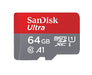 SanDisk Ultra - Flash memory card (microSDXC to SD adapter included) - 64 GB - A1 / UHS-I U1 / Class10 - microSDXC UHS-I