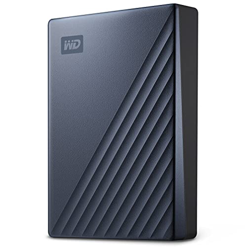 WD My Passport Ultra WDBFTM0050BBL - Hard drive - encrypted - 5 TB - external (portable) - USB 3.1 (USB-C connector) - 256-bit AES - blue