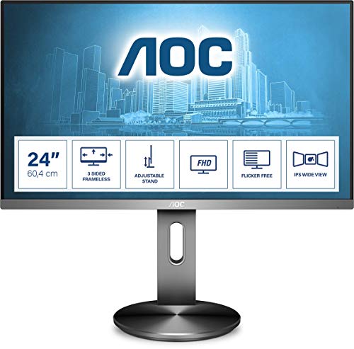 AOC Gaming I2490PXQU 23.8 Inch 1920 x 1080 Full HD 1080p 60Hz IPS FHD HA MM HDMI VGA DP USB LED Monitor Black