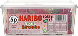 Best Value HARIBO Giant Strawbs, bulk tub sweets, 1kg