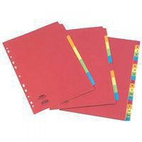 Best Value Concord Bright Subject Dividers Europunched 5-Part A4 Assorted Ref 50699