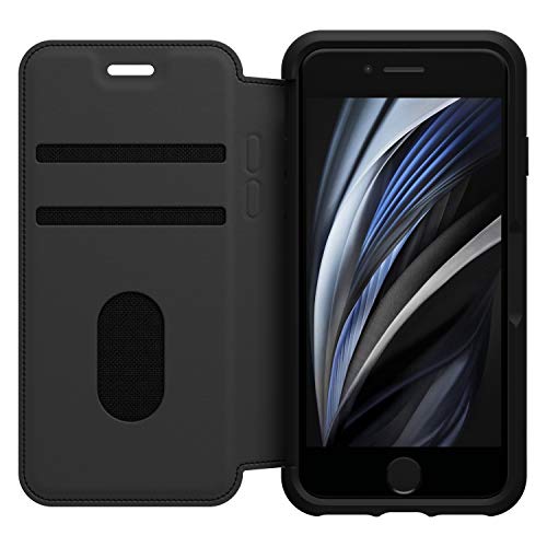 OtterBox Strada Series - Flip cover for mobile phone - leather - shadow black - for Apple iPhone 7, 8, SE (2nd generation)