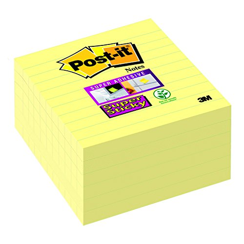 Best Value Post-it 101 x 101 mm Super Sticky Lined Notes - Canary Yellow (Pack of 6)